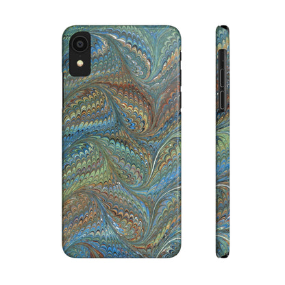 Blue and Green Italian Marbled Swirl Design, Italy Feather Phone Case, Multi-Color, Slim Phone Cases, Case-Mate IPHONE16 and all sizes