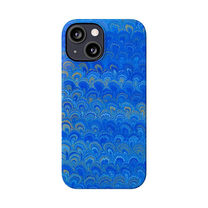 Blue Marbled Design, Italy Feather Phone Case, Multi-Color, Slim Phone Cases, Case-Mate IPHONE16 and all sizes