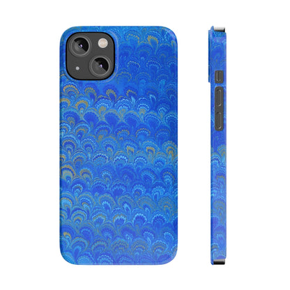Blue Marbled Design, Italy Feather Phone Case, Multi-Color, Slim Phone Cases, Case-Mate IPHONE16 and all sizes