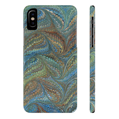 Blue and Green Italian Marbled Swirl Design, Italy Feather Phone Case, Multi-Color, Slim Phone Cases, Case-Mate IPHONE16 and all sizes