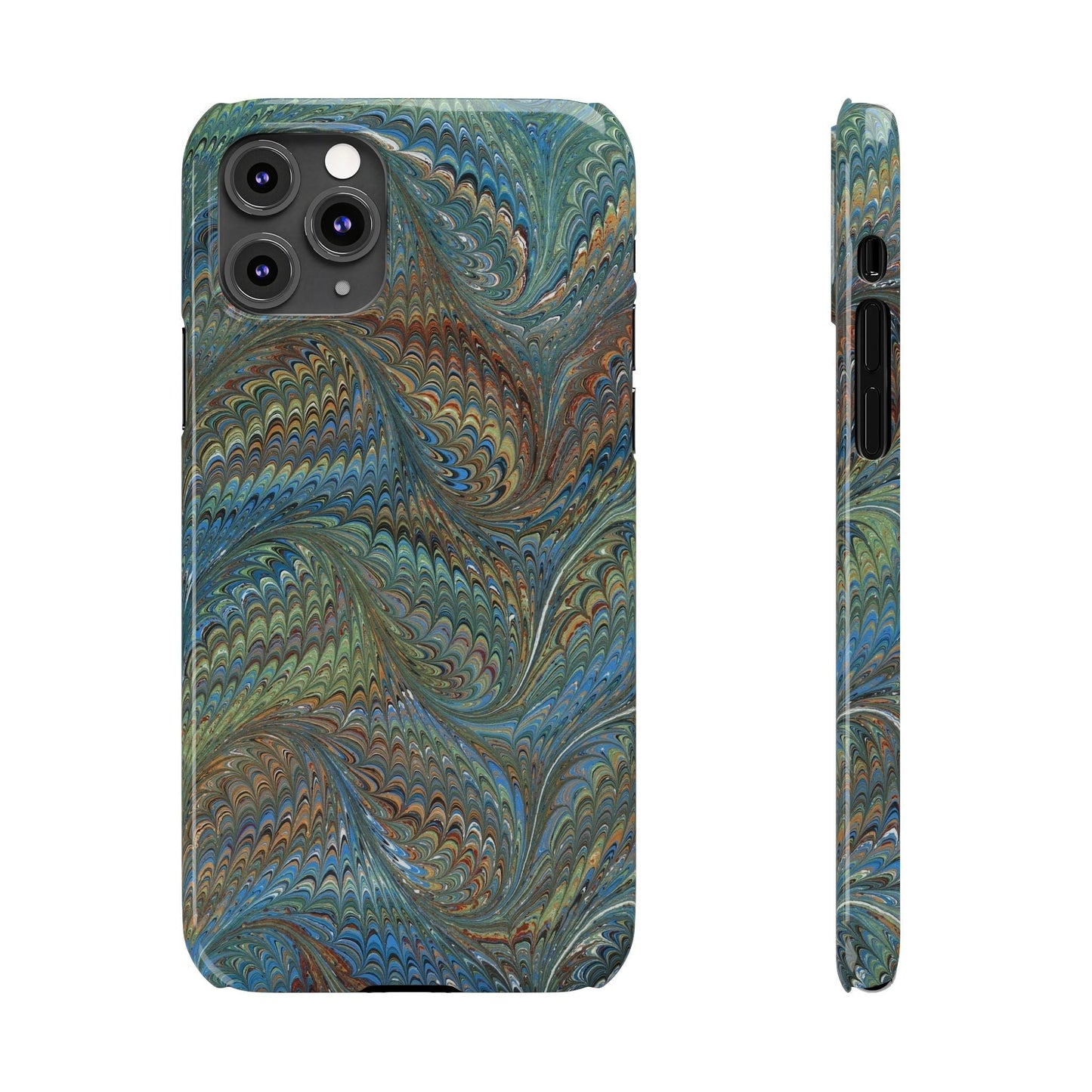 Blue and Green Italian Marbled Swirl Design, Italy Feather Phone Case, Multi-Color, Slim Phone Cases, Case-Mate IPHONE16 and all sizes