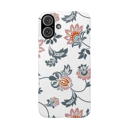 Pink and Green Flower Pattern, Floral Slim Phone Cases, Case-Mate IPHONE16 and all sizes