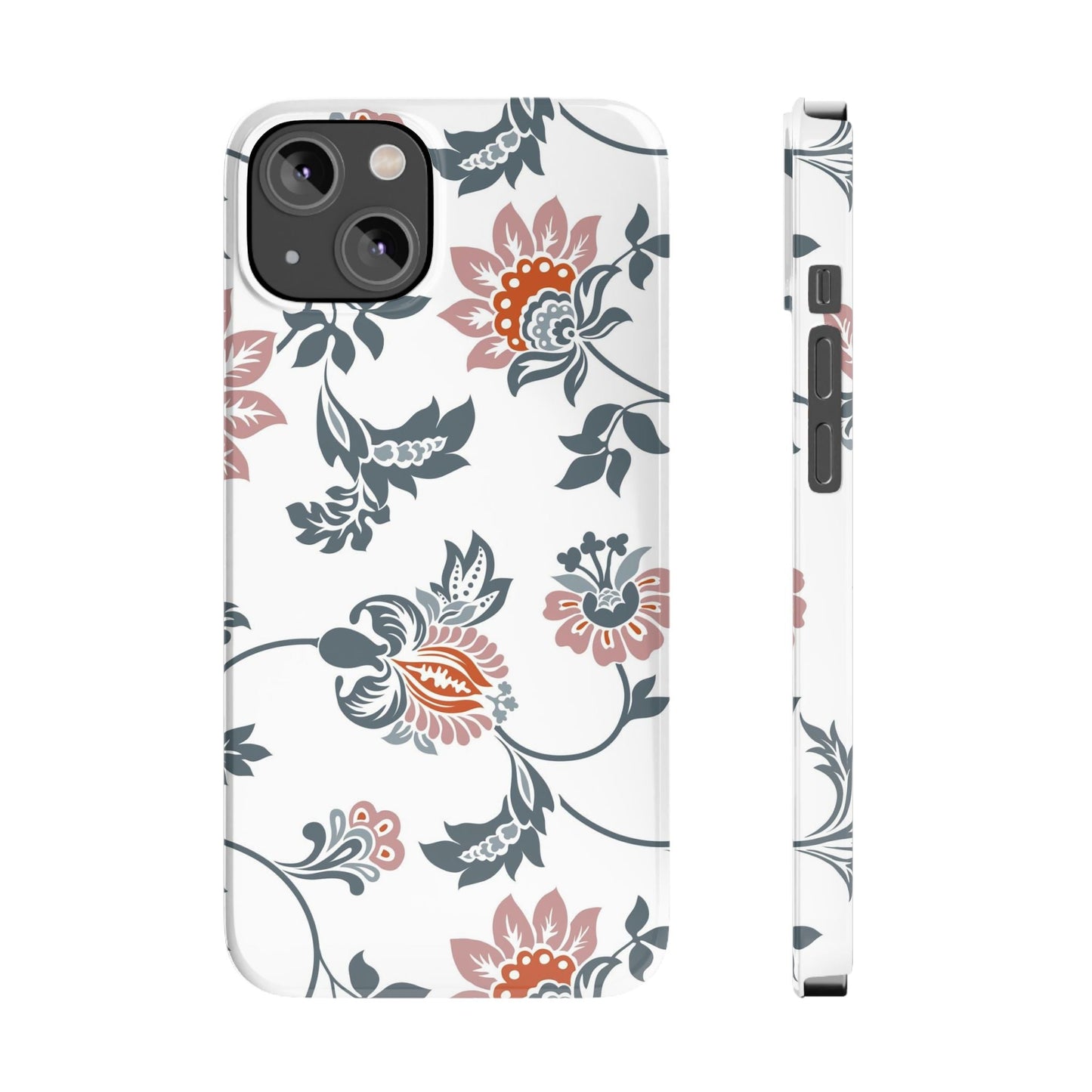 Pink and Green Flower Pattern, Floral Slim Phone Cases, Case-Mate IPHONE16 and all sizes