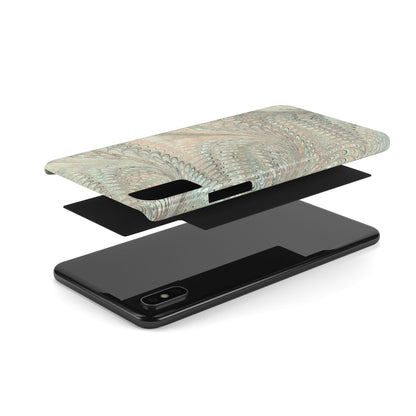 Marbled VIntage Design, Italian Feather Phone Case, Green Hues, Mint, Beige, Neutrals, Slim Phone Cases, IPHONE16 and all sizes