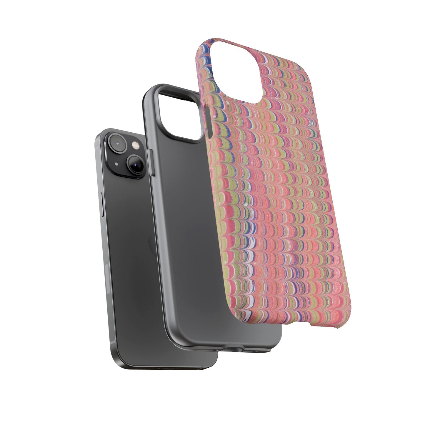 Pink Pastels Feather Marbled Vintage Design iPhone 16 + Samsung + Apple + Google - 2 finishes