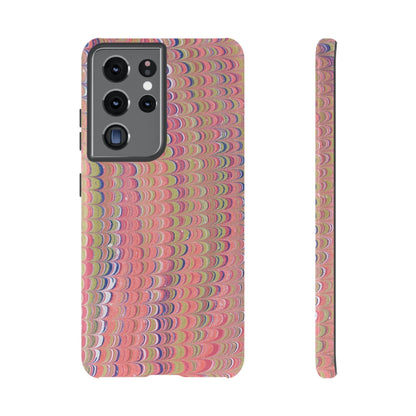Pink Pastels Feather Marbled Vintage Design iPhone 16 + Samsung + Apple + Google - 2 finishes