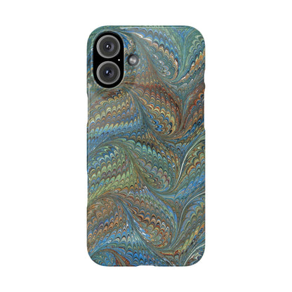 Blue and Green Italian Marbled Swirl Design, Italy Feather Phone Case, Multi-Color, Slim Phone Cases, Case-Mate IPHONE16 and all sizes