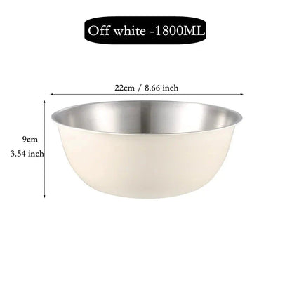 304 Stainless Steel Salad Mixing Bowl – Egg Beater, Dough and Food Prep Bowl for Kitchen Use