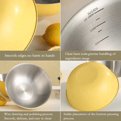 304 Stainless Steel Salad Mixing Bowl – Egg Beater, Dough and Food Prep Bowl for Kitchen Use