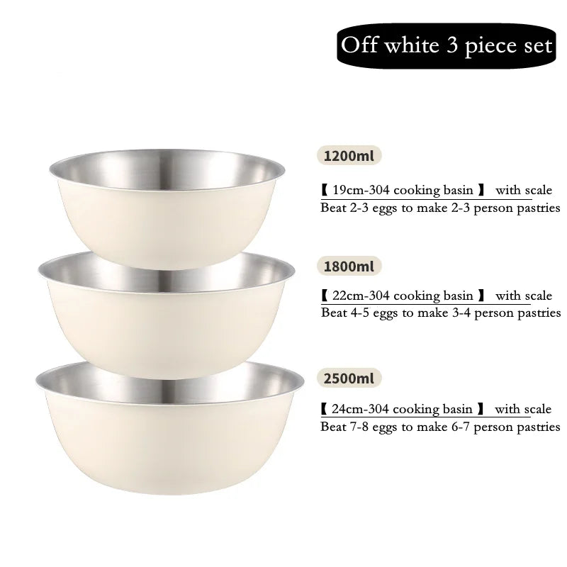 304 Stainless Steel Salad Mixing Bowl – Egg Beater, Dough and Food Prep Bowl for Kitchen Use